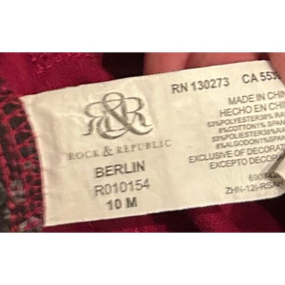 Rock & Republic Red Corduroy Button Classic‎ Soft Warm Pants Women's Size 10 - Picture 9 of 9